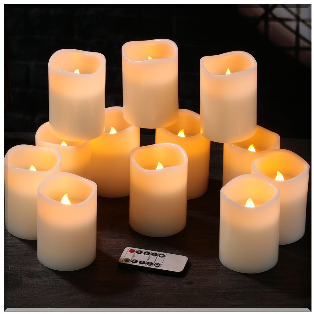 Flameless Wax Pillar Candles - 3" Diameter