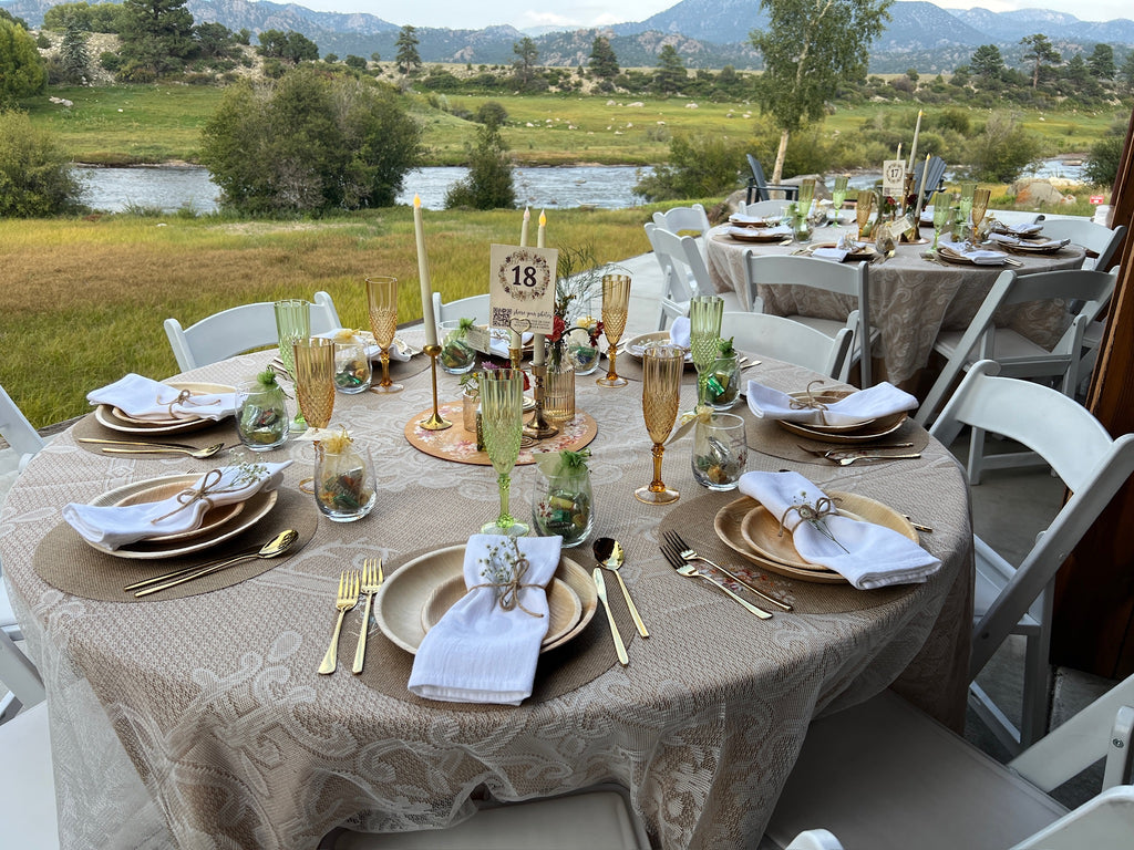 Faux Linen Round Tablecloth